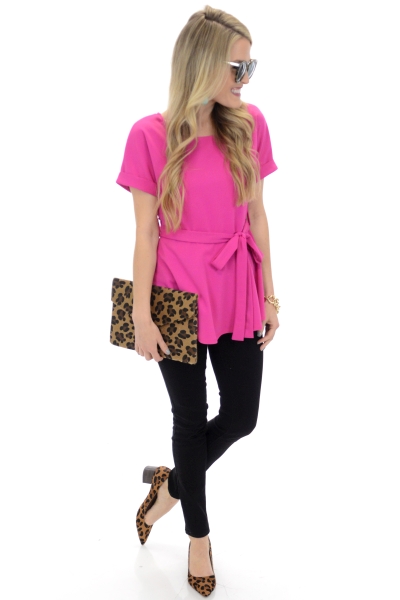 Best Belted Blouse, Fuchsia