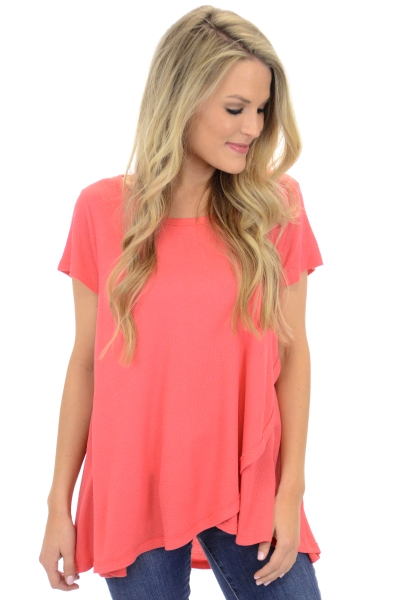 Wrapped Thermal Tee, Coral