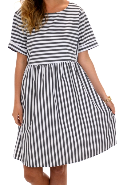 Crisp Stripes Babydoll Dress