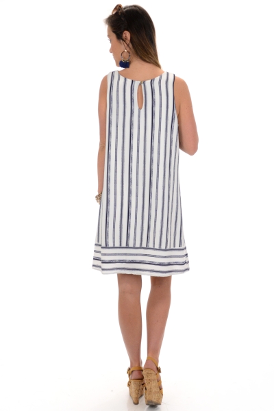 Borders and Lines Dress, White