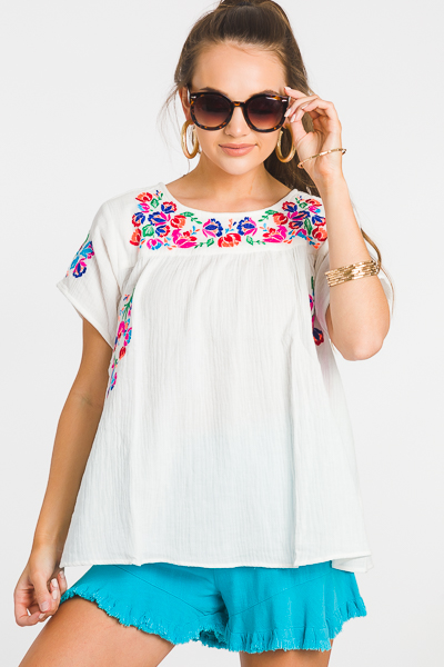 Neon Embroidery Top