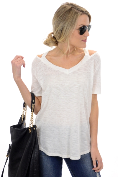 Relaxed Cutout Tee, Ivory