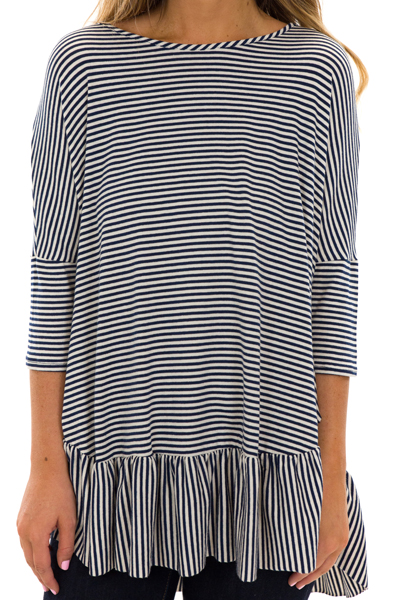 Above All Stripe Top, Navy/Ivory
