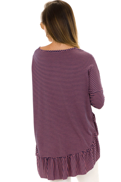 Above All Stripe Top, Navy/Pink