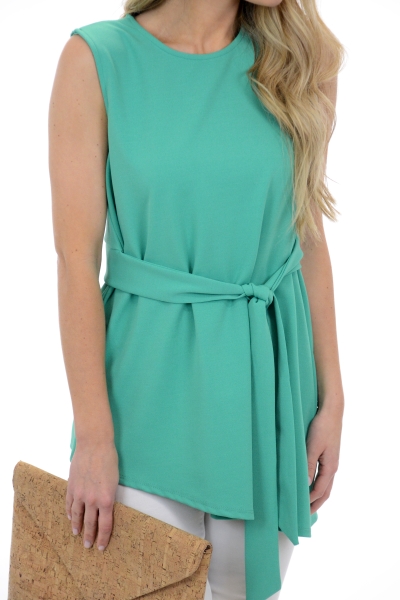 Belted Sleeveless Blouse, Mint