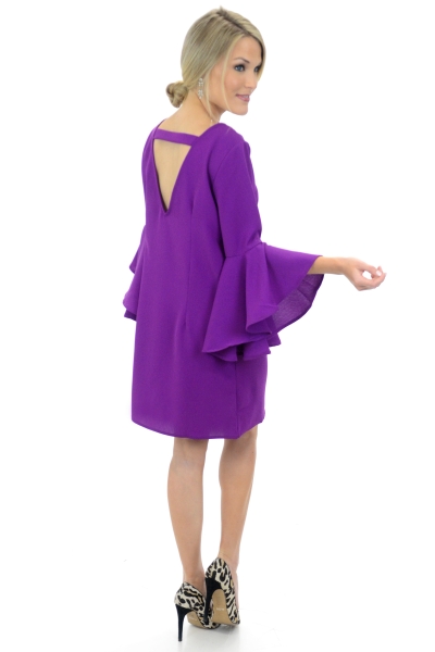 Cascade Sleeves Dress, Purple