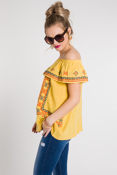 Chasing Sunsets Top, Mustard