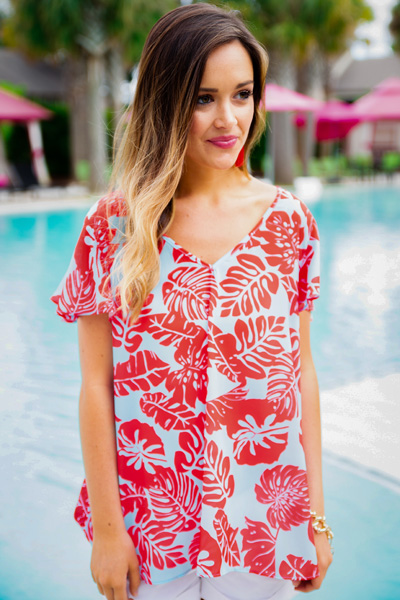 Red Palms Top