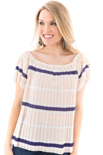 Pleated Stripes Top