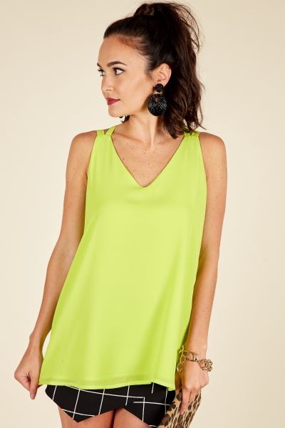 X Back Cami, Lime
