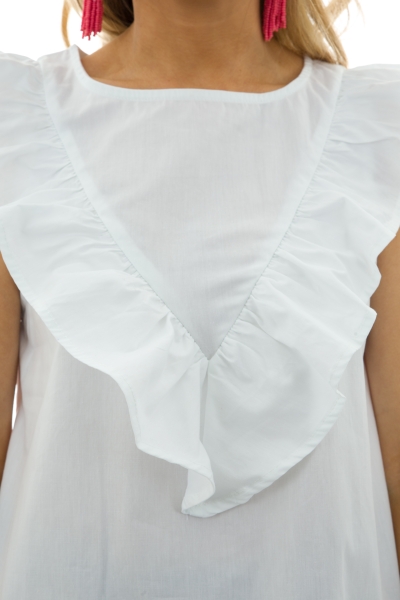 Frill-In Cotton Top, White