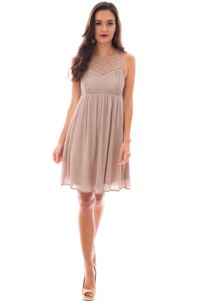 Laced Look Dress, Taupe