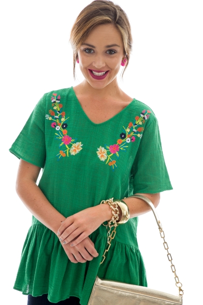 Kimi Embroidered Top, Green