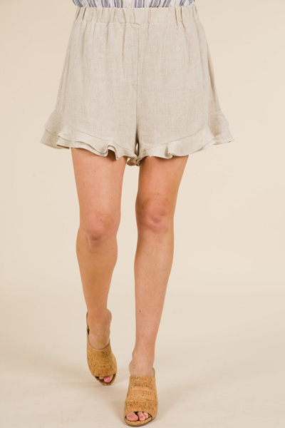 Melanie Linen Shorts, Tan