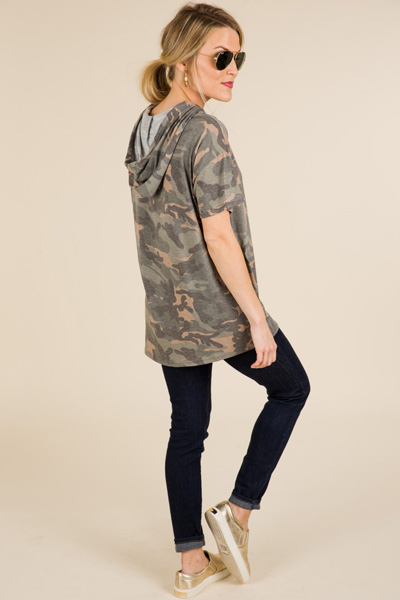 Short Sleeve Camo Hoodie