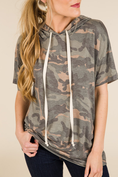 Short Sleeve Camo Hoodie