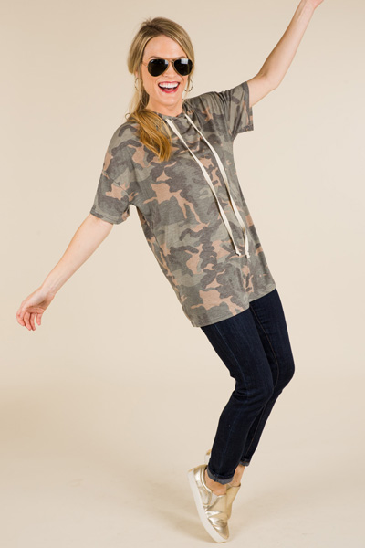 Short Sleeve Camo Hoodie