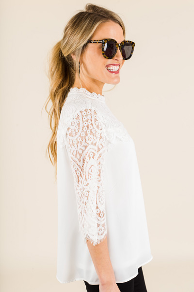Classy Lace Top, Pearl