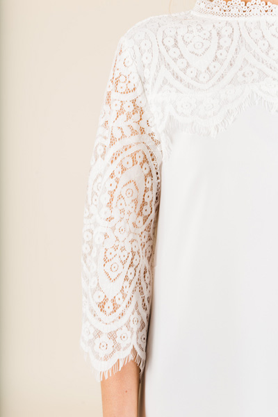Classy Lace Top, Pearl
