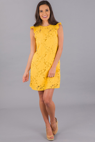 Aurora Lace Dress, Yellow
