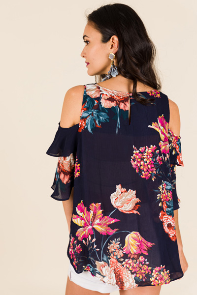 All About Floral Top, Navy