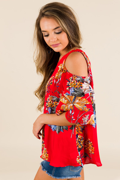 All About Floral Top, Red
