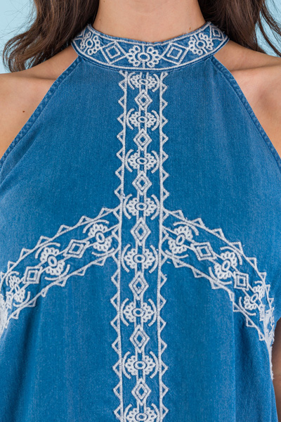 Chambray Embroidery Dress
