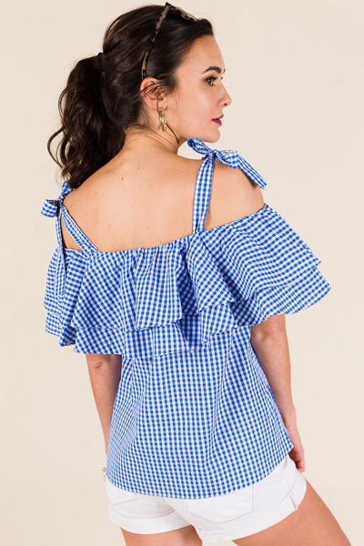 Tie Strap Gingham Top