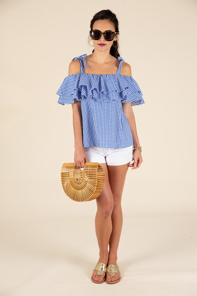 Tie Strap Gingham Top