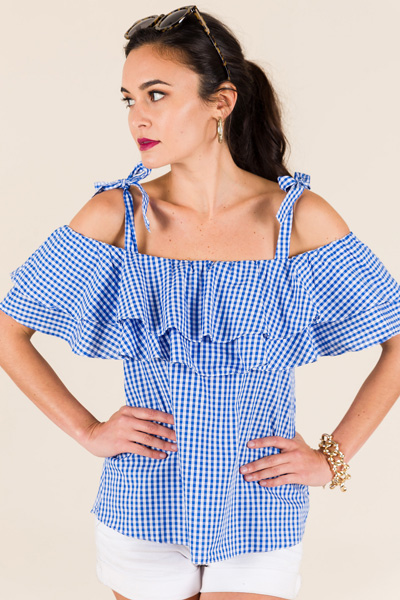 Tie Strap Gingham Top