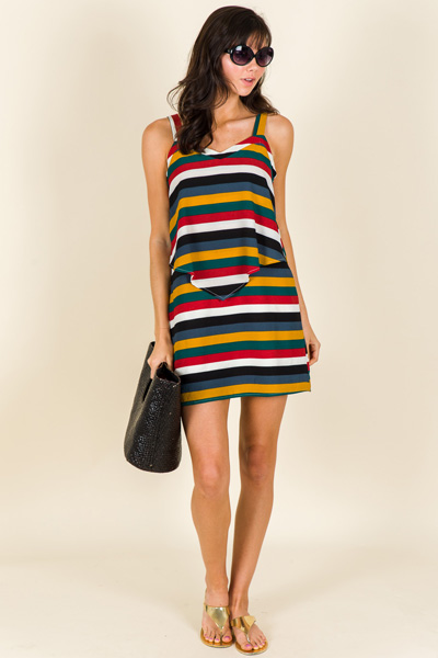 Multi Stripe Layered Dress
