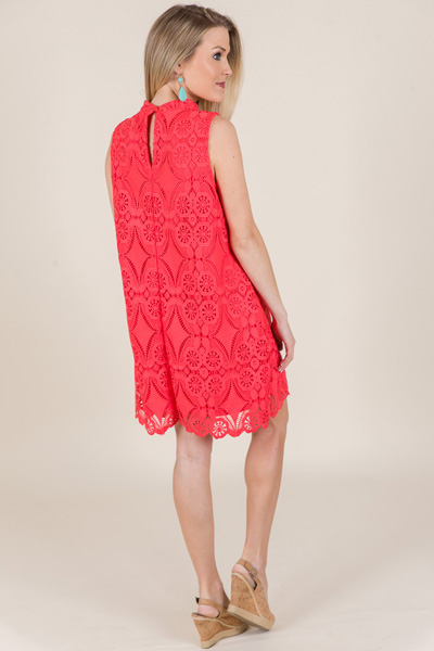Sunset Crochet Dress, Coral