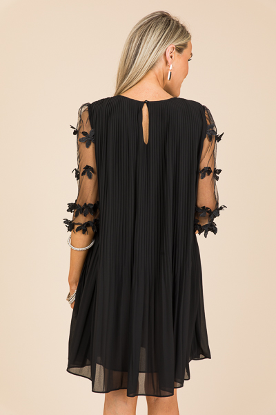 Illusion Sleeves Dress, Black