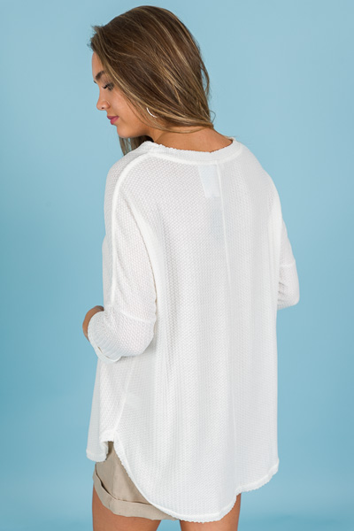 Button Front Thermal, Ivory