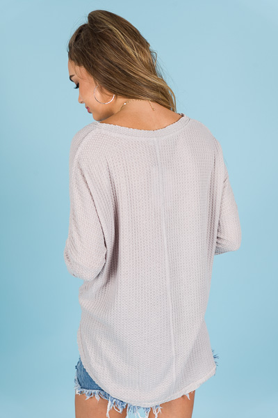 Button Front Thermal, Lilac Grey
