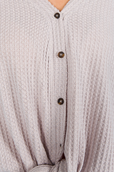 Button Front Thermal, Lilac Grey