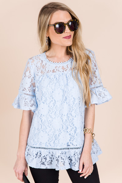 Floating Lace Top, Sky