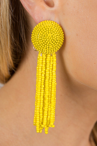 Disc and Fringe Earring, Yellow