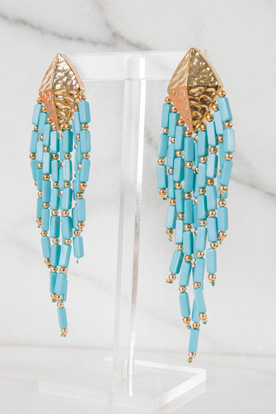 Boho Beads Tassel Earring, Blue