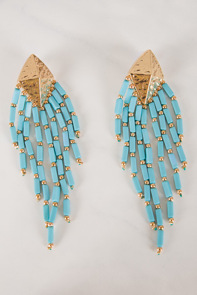 Boho Beads Tassel Earring, Blue