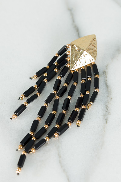 Boho Beads Tassel Earring, Black
