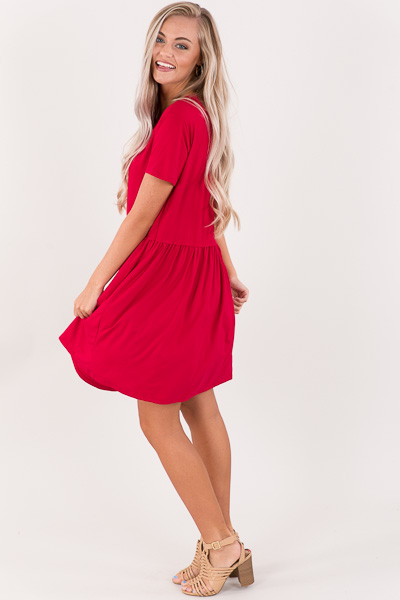 Brittany Babydoll Dress, Red