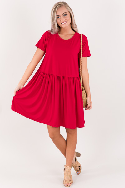 Brittany Babydoll Dress, Red