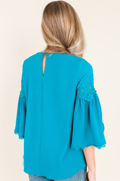 Turquoise Lace Blouse