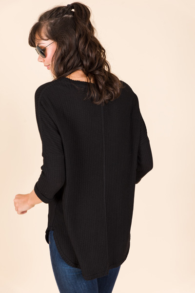 Button Front Thermal, Black
