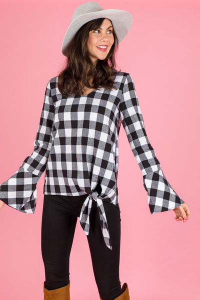 Knotted Buffalo Check Top