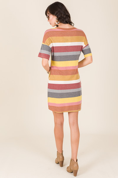 Farrah Striped Dress, Mustard