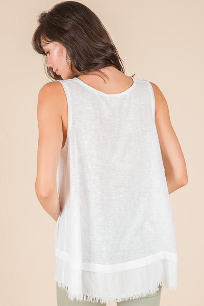 Fray Away Top, Off White