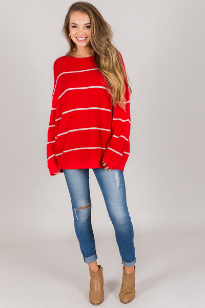 Sybil Sweater, Red Cream