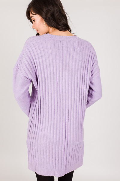 Button Front Slouch Sweater, Purple